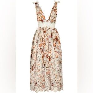 🩷SOLD🩷ZIMMERMANN Crystal-embellished printed linen and silk-blend midi dress